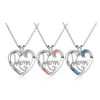 hollow love heart mothers day gift letter mom zircon pendant necklace love woman mother girl gift wedding blessing jewelry