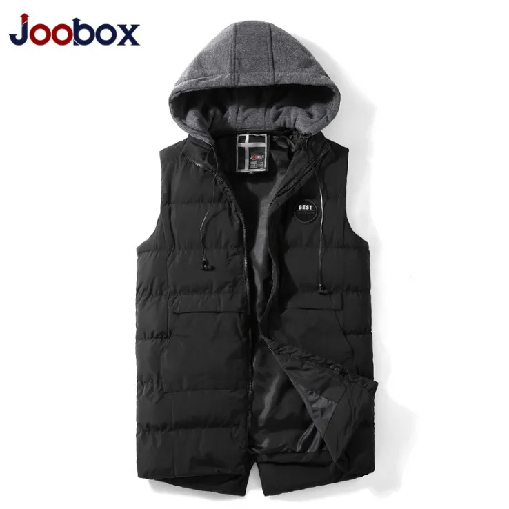 

JOOBOX Men's Cotton padded Vest Newest Thicken Hooded Mens Jacket Sleeveless Vest Winter Casual Warm Waistcoat Hat Detachable