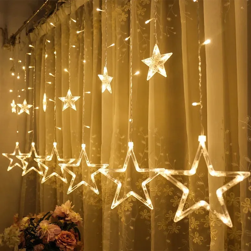 

Christmas Fairy Lights LED Star Garland String Lights for Xmas Window Room Indoor Outdoor Decoration Wedding Party Light Lamp