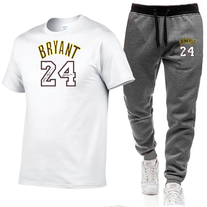 

2021 New Men's Short Sleeve Pantsuit Leisure Large Cotton T-Shirt Jogging Fitness Clothing 24 Letter printing European size 3XL
