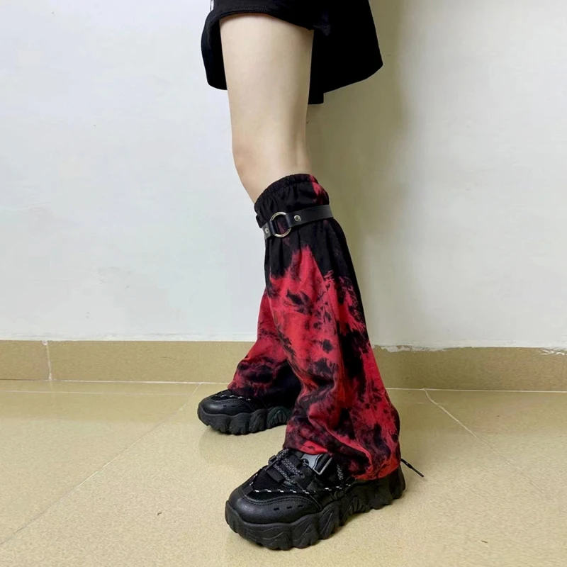 

Японские Женские носки до икры в стиле панк Харадзюку, кровавые готические градиентные гетры с эластичным верхом и расклешенной крышкой дл...