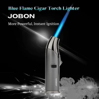 jobon brand windproof gun metal jet lighters gas butane inflatable cigar torch lighters for smoking tool with cigar punch cutter