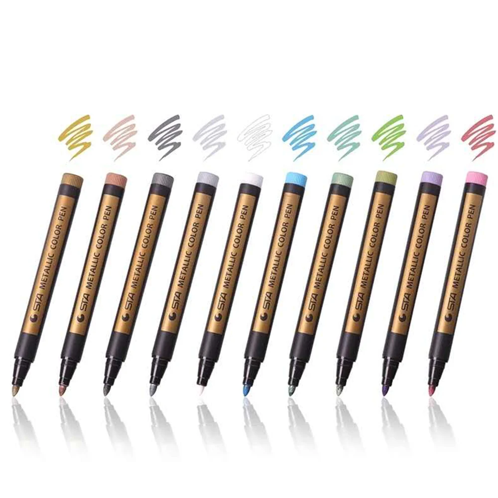 Маркеры перманентные для бумаги стекла стен 10 шт. | Канцтовары офиса и дома