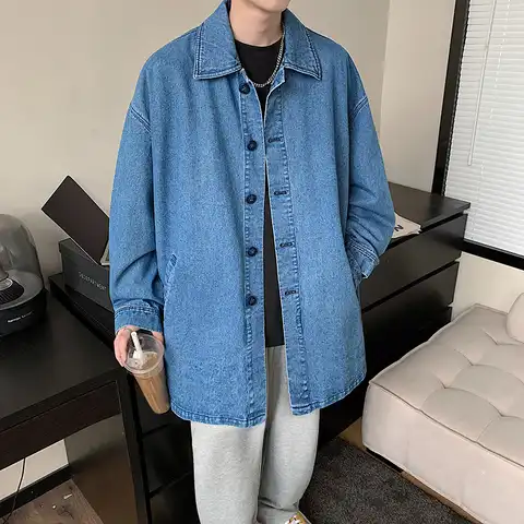Мужская одежда: denim-trench-coat-mens 