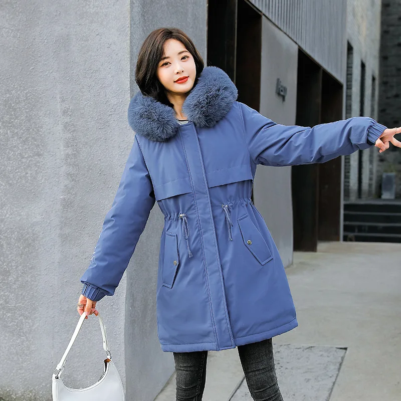 Coats and Jackets Winter Coat Women Elegant Cotton Long 2021 Ladies Clothes The New Thicken Velvet Send To Overcome