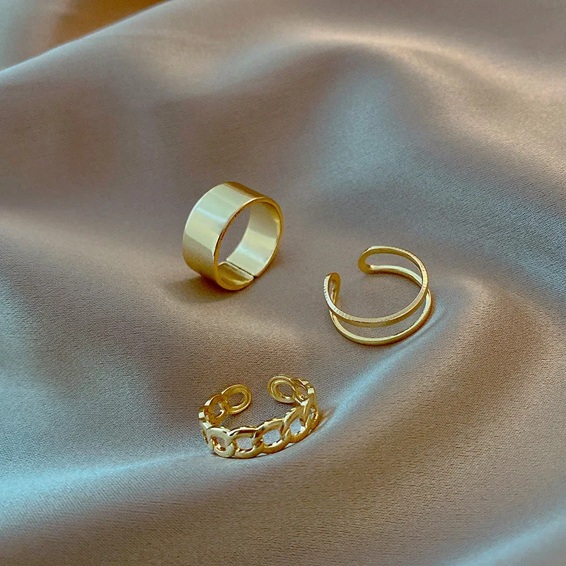 3 шт./компл. корейские винтажные открытые кольца с металлической цепочкой для