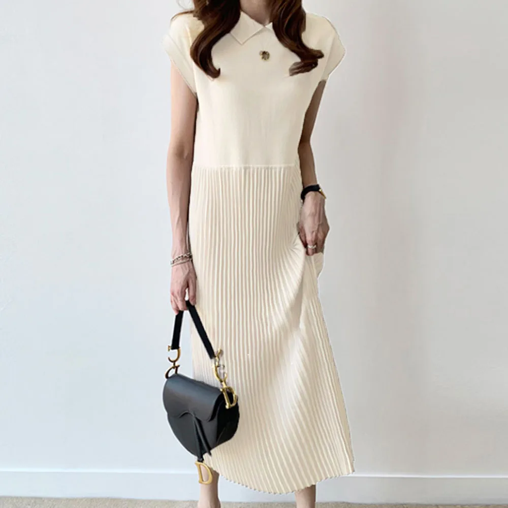 Летнее платье в Корейском стиле женское простое платье-поло с вырезом коротким