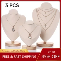 3 pack velvet jewelry easel necklace chain display bust stand tower rack for home bedroom