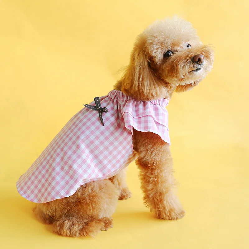 

Pet Teddy Schnauzer Dog Small Dog Spring Bow Plaid Princess Pomeranian Chihuahua Bichon Puppy Clothes