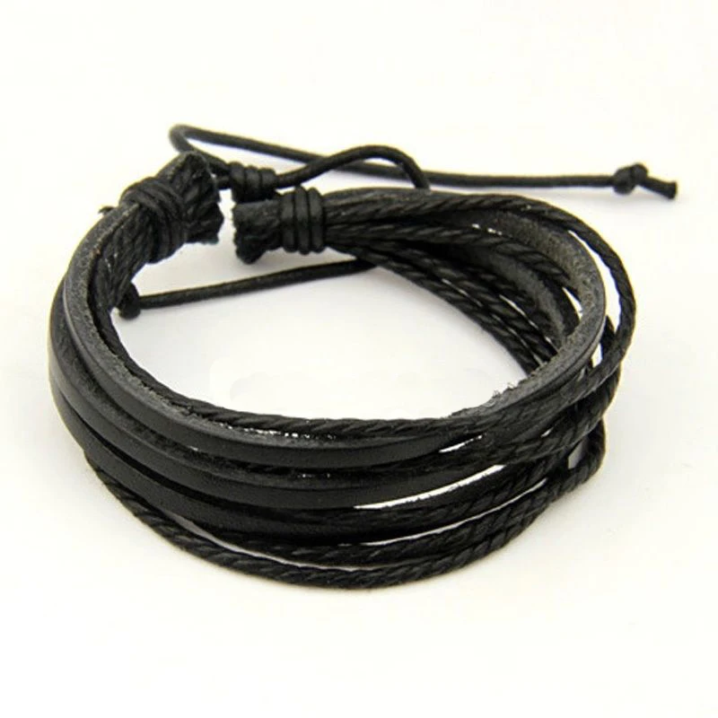 

Men's Leather Bracelet Braided Rope Surfer Tribal Wrap Multilayer Cuff Wristband Bracelet