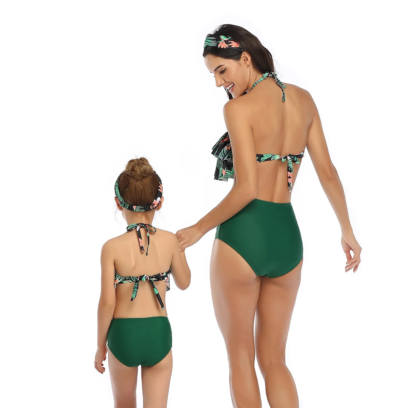 

2021 Hot style Parent-Child Swimsuit Fashion Printed High Waist Child Swimwear swimwear women