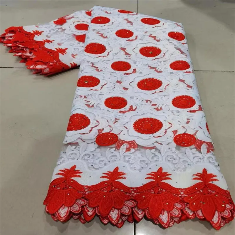 

Французская сетчатая кружевная ткань с камнями, молочная шелковая ткань, 2021 красная/белая высококачественная кружевная африканская кружев...