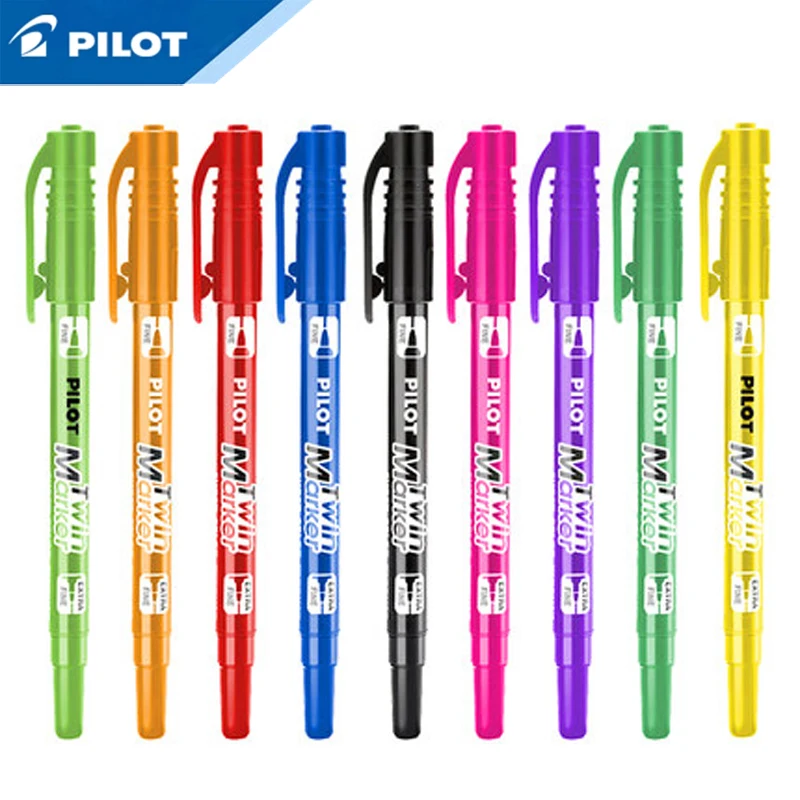 

Japan Pilot Twin point Marker Pen mark pens 12 Colors Set Double head writing drawing painting no xylene office SCA-TM-S12