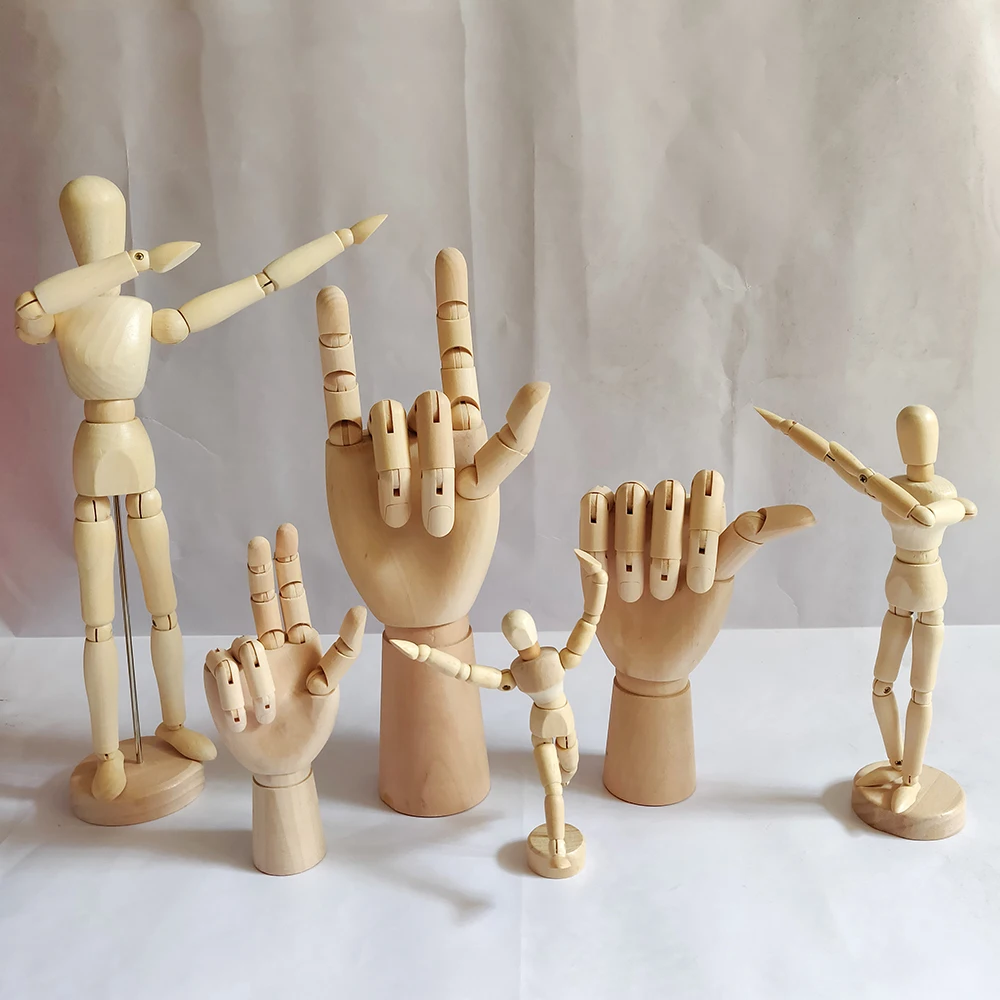 

European Style Wooden Art Model Decoration Articulated Hand Dolls Home Living Room Decoration Desktop Decorations Artwork Retro