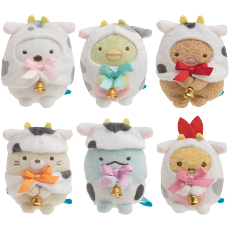 

6Pcs/Set 9cm Sumikko Gurashi Ox Year Series Plush Stuffed Toys Doll Sumikkogurashi Plush Toys Lovely Girls Toys For Children