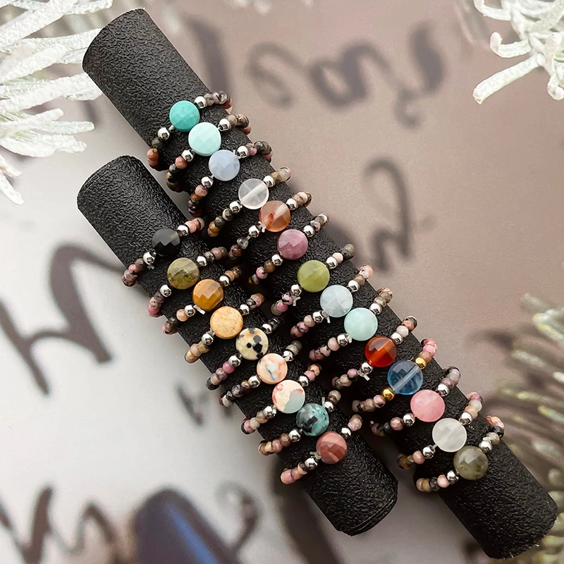 

Женское кольцо ручной работы из натурального камня, с бусинами