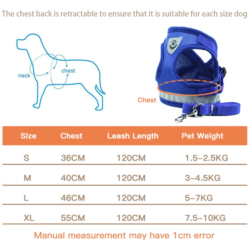 Регулируемый светоотражающий жилет для собак сетчатая шлейка из полиэстера