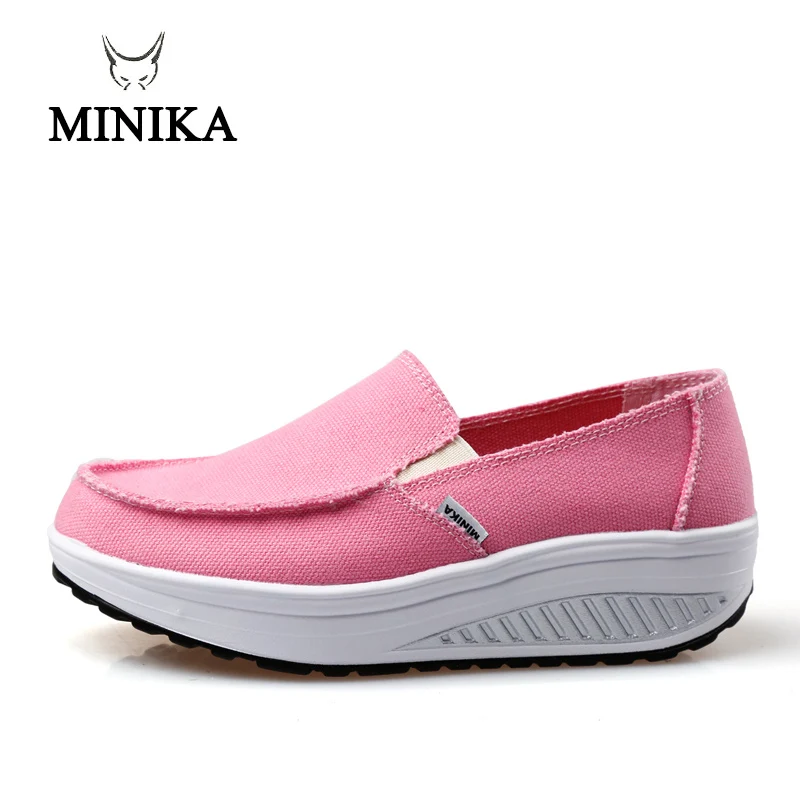 Minika; Новая Летняя женская обувь; цвет желтый, синий; спортивная обувь; прогулочная обувь на плоской подошве, визуально увеличивающая рост; Женская парусиновая обувь на танкетке с полукруглой подошвой