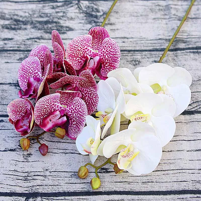 

1 Bundle（6 Heads） Plastic Butterfly Orchid Vases for Home Decor Wedding Decorative Plants Christmas Gifts Box Artificial Flowers