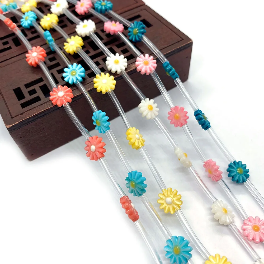 

Natural Freshwater Shell Beads Dyed Colorful Beads Small Daisy Shape Handmade DIY Necklace Bracelet Jewelry Craft Decoration