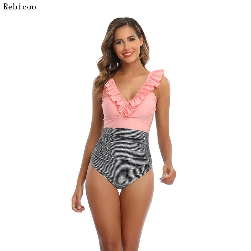 

Сексуальные цельные купальники, женские купальники с цветочным принтом на плечах, женские купальники, боди, пляжная одежда, монокини с обор...