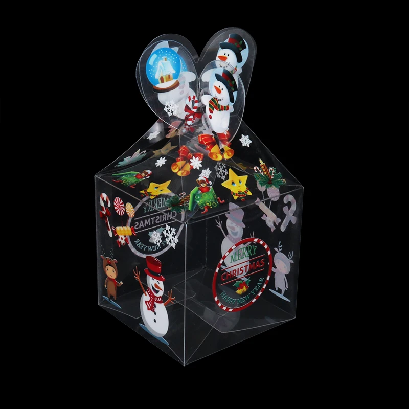 Прозрачная подарочная коробка с изображением деда мороза 5 шт. | Дом и сад