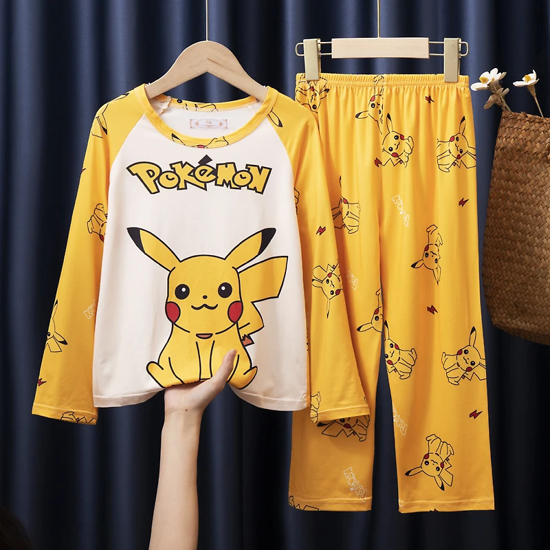 

Disney Boys and Girls Spring, Autumn and Winter Children's Pajamas Pokemon Clothes Pants Suit Cartoon Cute Baby Kawaii Home Serv