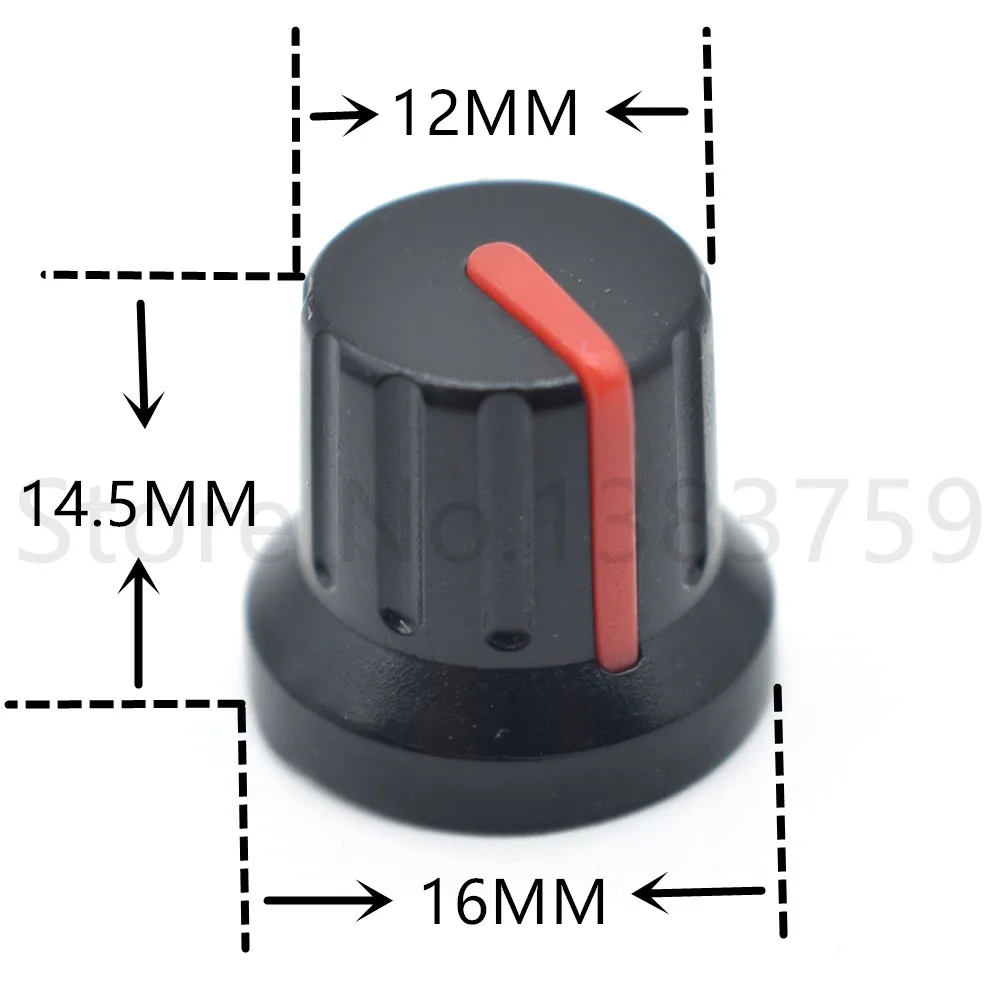 10 шт двухцветные пластиковые ручки объем потенциометра черный низ красный