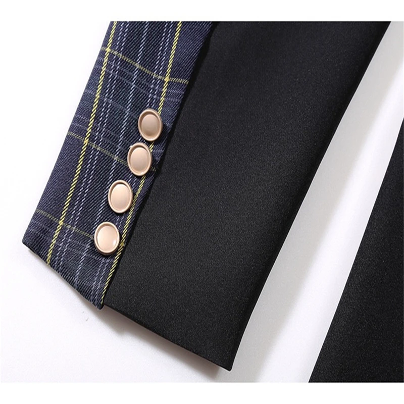 

Women Black Plaid Split Long Trench New Lapel Long Sleeve Loose Fit Windbreaker Fashion Tide Spring Autumn 2020