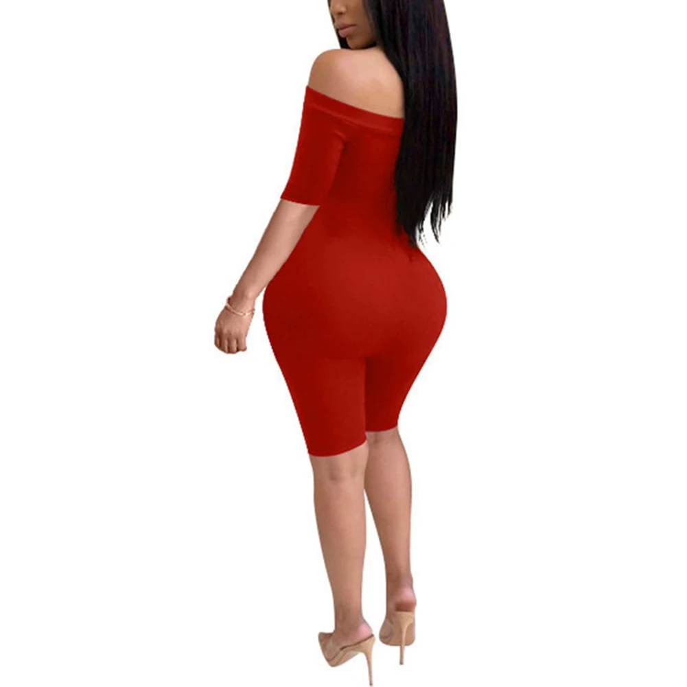 

Women bodycon playsuit woman outfit on both sides Sexy off shoulder jumpsuit summer 2020 Club party romper jumpsuits Shorts
