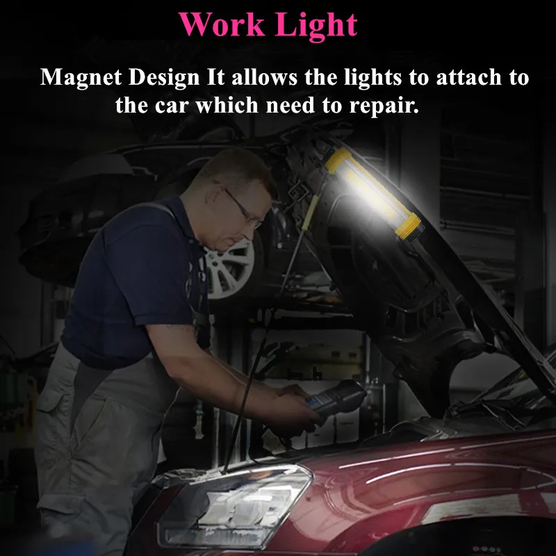 Comprar Warsun-Luz LED De Trabajo Con Imán Recargable, Potente Linterna Lateral Para Exteriores, COB, Lámpara De Emergencia Para Acampar Con Banco De Energía, Novedad De 2021