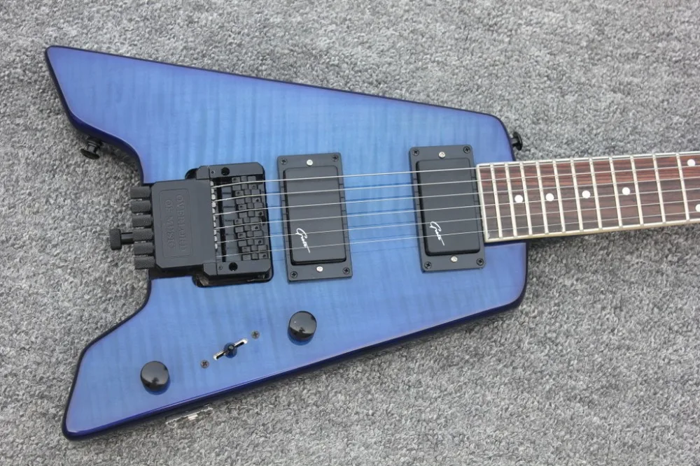 Оптовая продажа гитары Новый 6 струны Безголовый электрогитары с тремоло в синем