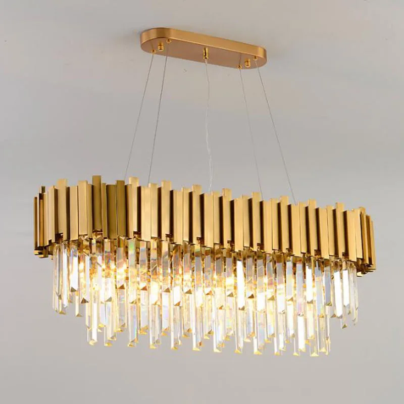 

Новая роскошная хрустальная люстра, Золотая хрустальная люстра, современное освещение для столовой