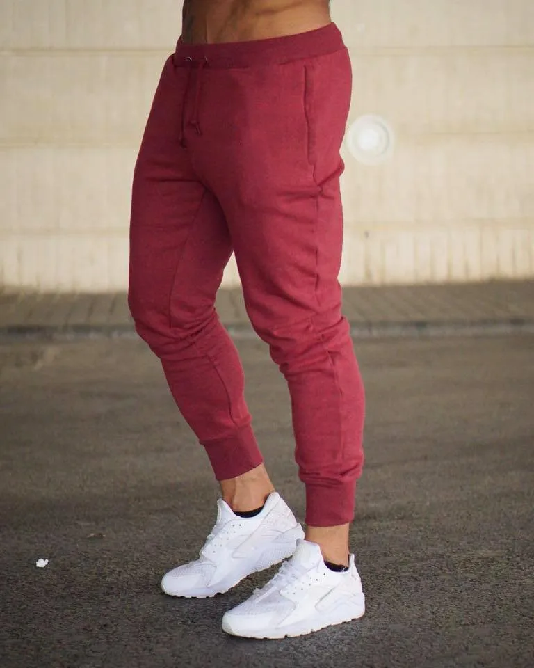 

Large men's casual solid color open bag design slim legged pants