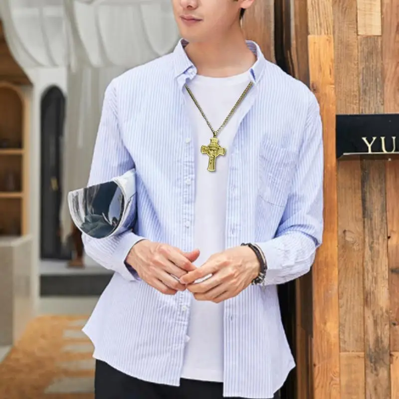 1 шт. мужской чокер золотого и серебряного цвета с изображением христианского