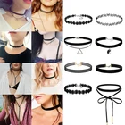 6 шт8 шт10 шт.компл. новые стили Bijoux Love винтажное треугольное геометрическое тату водослива ключица колье для женщин цепочка