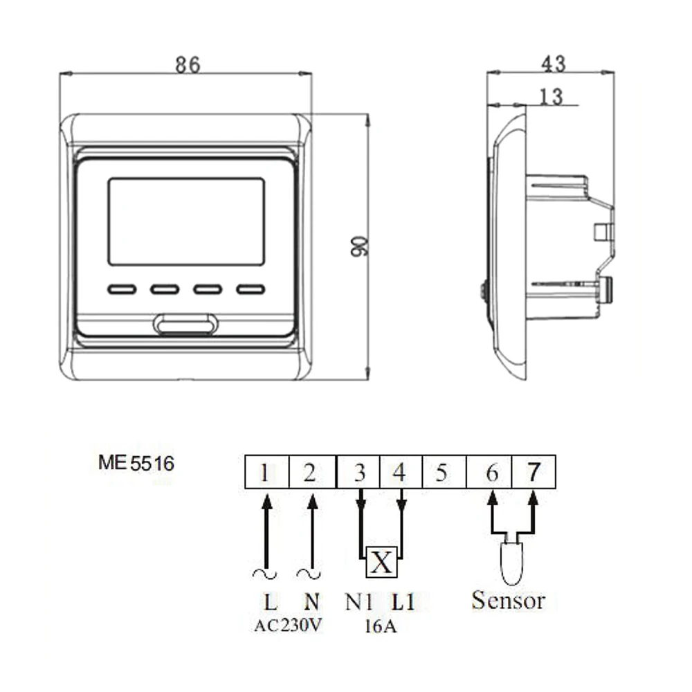 Программируемый термостат с подсветкой ЖК сенсорный экран 6-месячный