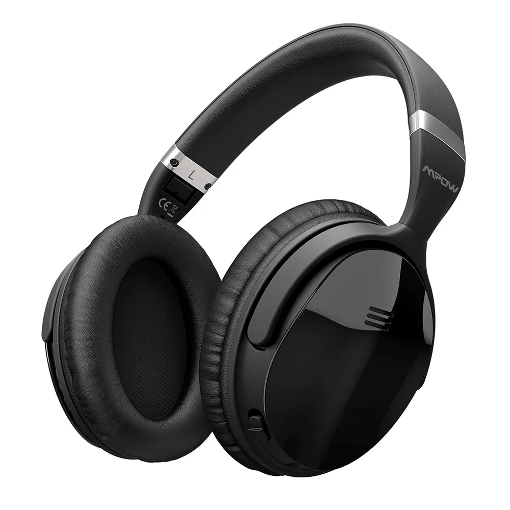 Mpow H5 активные наушники с шумоподавлением, Накладные Наушники Hi-Fi, стерео беспроводные Bluetooth наушники с микрофоном и сумкой для переноски - Цвет: Black