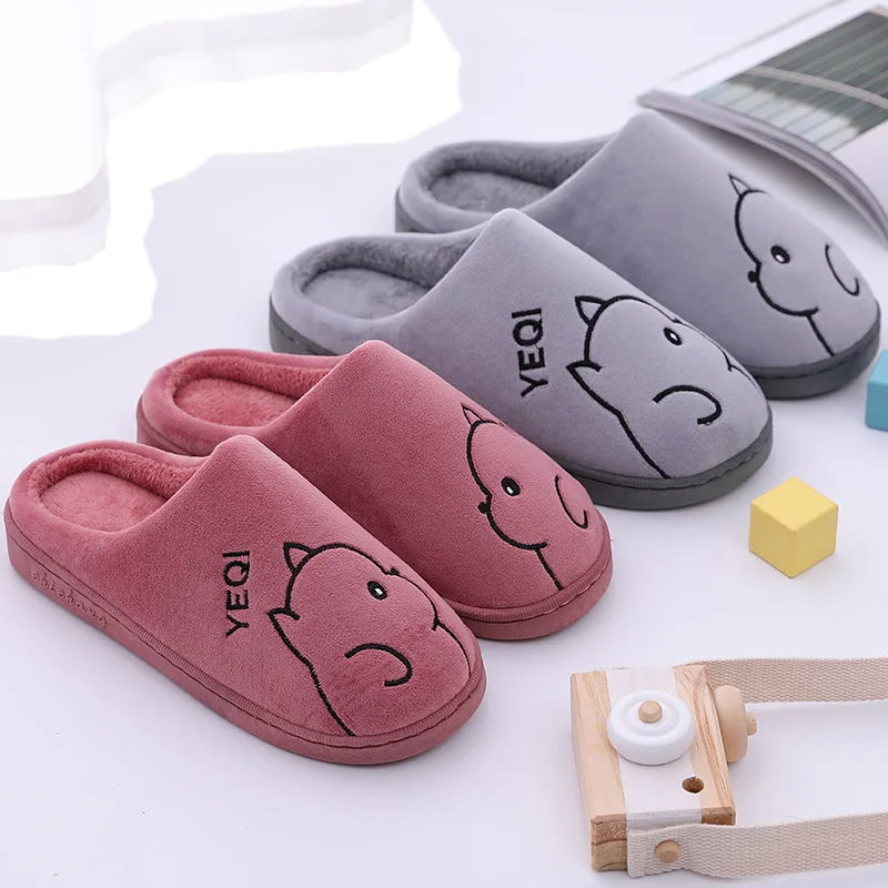 New Autumn and Winter Cotton Slippers Female Couple Cartoon Cute Home Home Non-slip Warm Slippers Men Winter  Shoes for Women
