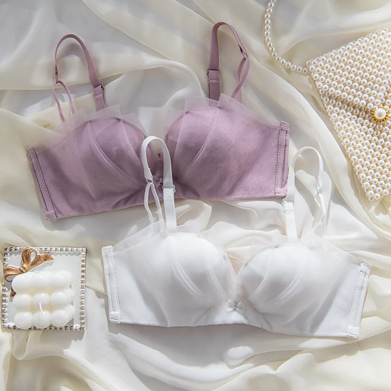 

Strapless underwear girls small breasts show big special gathering non-slip bra and panties suit breast collection lingerie set