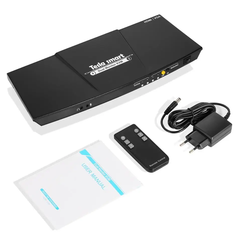 2 порта выход HDMI+ VGA HDMI двойной монитор KVM переключатель HDMI KVM Поддержка USB 2,0 портов клавиатура и мышь до 4 k@ 30 Гц HDMI KVM