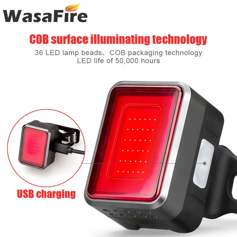 

WasaFire Intelligent Brake Sensor Bicycle Tail Lights Smart Sensor Brake Light 36* LEDs Road Bike MTB Rear Taillights Dropship