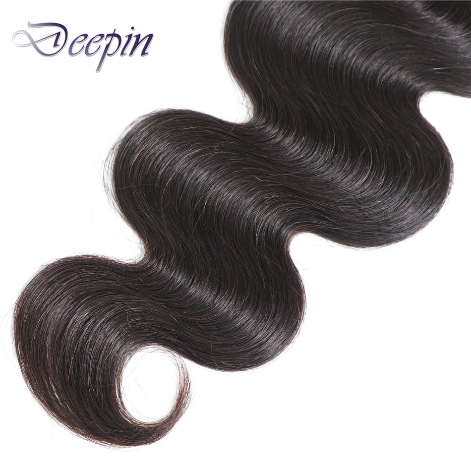 Deepin волнистые пряди с закрытием перуанское мелирование волос 3 человеческие