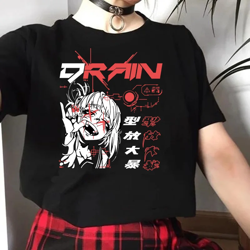Goth Anime Tshirt Tee Aesthetic Women T-shirt Punk Grunge Streetwear Ladies Gothic Top Manga T Shirt Harajuku Clothes Y2k Female
