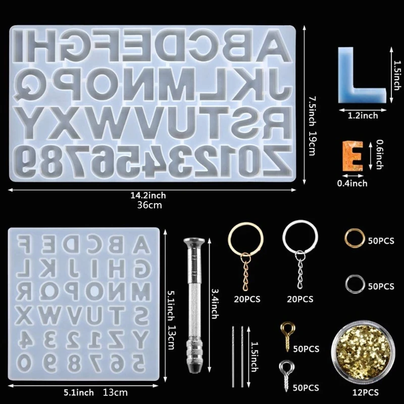 

Crystal Epoxy Resin Mold Alphabet Letter Number Pendant Casting Silicone Mould DIY Crafts Jewelry Key Chain Making Tool