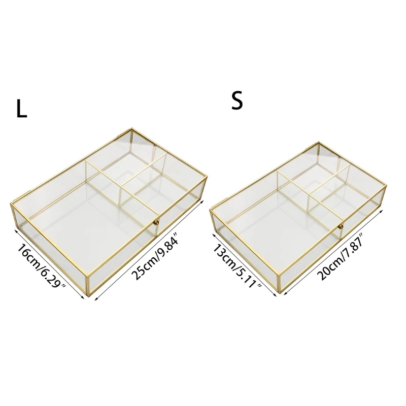 

Geometric Clear Glass Jewelry Box Jewelry Organizer Holder Tabletop Succulent
