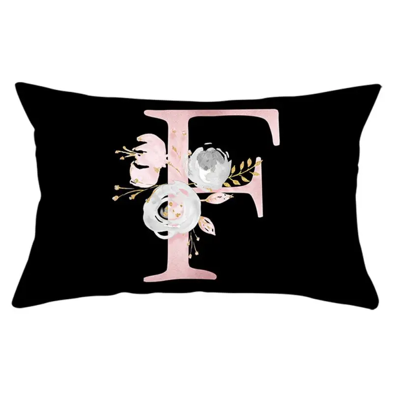 

Black Crown Letter Pillow Cover Peach Skin Sofa Waist Cushion Cover Home Daily Sofa Pillow Letter Cushion Cover