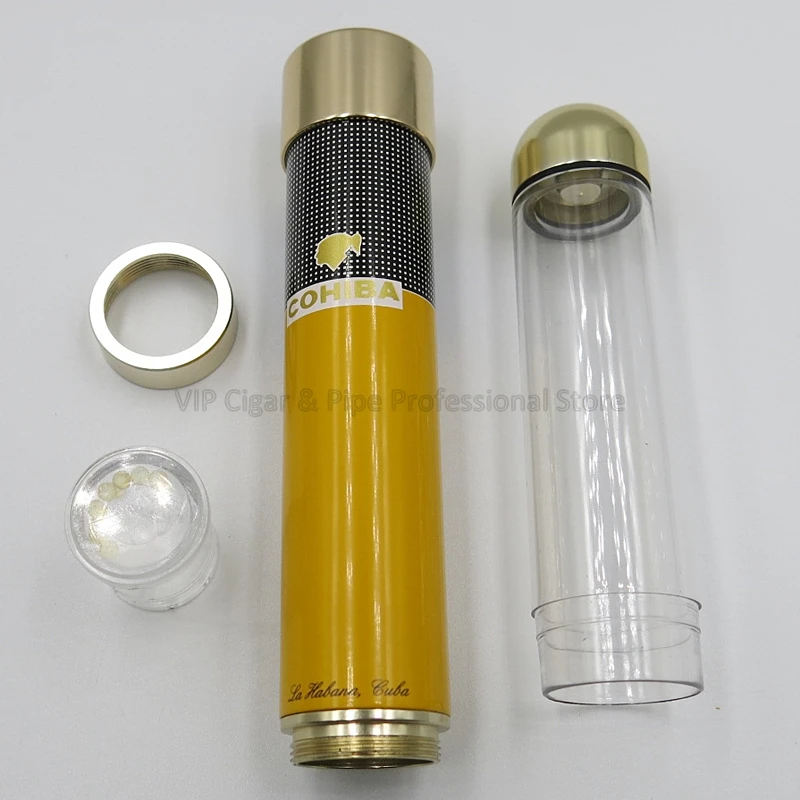 COHIBA Flexible Antihunting Cigar Tube Plastic Metal Box Travel Humidor Single Holder Jar Adjustable W/Gift | Дом и сад
