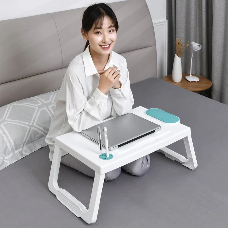 

Folding Laptop Table Notebook Desk Breakfast Serving Bed Trays Adjustable Foldable with Pen Slots/Cup Holder Computer Desk Stand