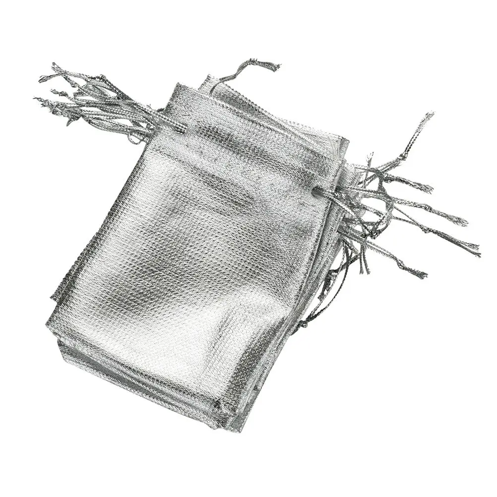 

10PCS Gold & Silver Wedding Decoration Organza Bag Favor Jewelry Packaging Goodie Gifts Pouch Drawing For Party Candy Bag